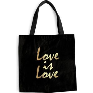 MuchoWow® Schoudertas - Strandtas - Big Shopper - Boodschappentas - Quote - Liefde - Goud - 40x40 cm - Katoenen tas