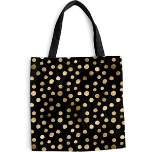 MuchoWow® Schoudertas - Strandtas - Big Shopper - Boodschappentas - Patronen - Stippen - Goud - 40x40 cm - Katoenen tas