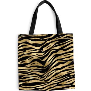 MuchoWow® Schoudertas - Strandtas - Big Shopper - Boodschappentas - Patronen - Zebra - Goud - 40x40 cm - Katoenen tas