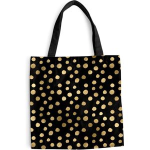 MuchoWow® Schoudertas - Strandtas - Big Shopper - Boodschappentas - Patronen - Stippen - Goud - 40x40 cm - Katoenen tas