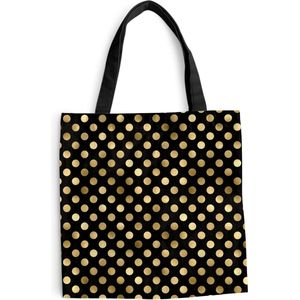MuchoWow® Schoudertas - Strandtas - Big Shopper - Boodschappentas - Patronen - Stippen - Goud - 40x40 cm - Katoenen tas