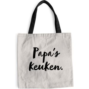 MuchoWow® Schoudertas - Strandtas - Big Shopper - Boodschappentas - Taupe - Papa's keuken - Quote - 45x45 cm - Katoenen tas