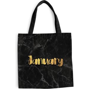 MuchoWow® Schoudertas - Strandtas - Big Shopper - Boodschappentas - Kalender - Januari - Goud - Marmer - 40x40 cm - Katoenen tas