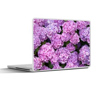 Laptop sticker - 13.3 inch - Bloemen - Hortensia - Struik - Roze - Bloemblaadjes - 31x22,5cm - Laptopstickers - Laptop skin - Cover