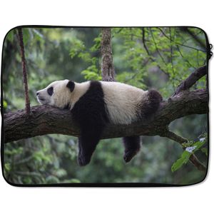 Laptophoes 17 inch - Panda - Boom - Dieren - Natuur - Laptop sleeve - Binnenmaat 42,5x30 cm - Zwarte achterkant