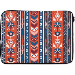 Laptophoes 13 inch - Design - Bloemen - Planten - Rood - Minimalisme - Laptop sleeve - Binnenmaat 32x22,5 cm - Zwarte achterkant