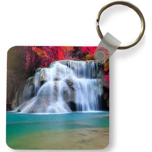 Sleutelhanger - Uitdeelcadeautjes - Waterval - Bomen - Rood - Landschap - Natuur - Plastic