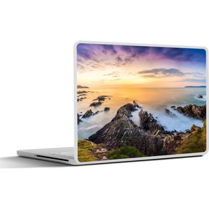 Laptop sticker - 10.1 inch - Zonsondergang - Horizon - Water - Landschap - Blauw - 25x18cm - Laptopstickers - Laptop skin - Cover