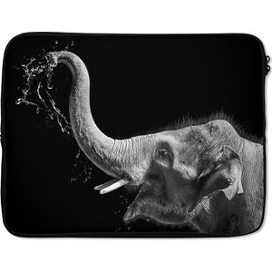 Laptophoes 17 inch - Portret - Olifant - Dieren - Zwart wit - Laptop sleeve - Binnenmaat 42,5x30 cm - Zwarte achterkant