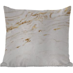 Tuinkussen - Marmer - Goud - Wit - Trendy - 40x40 cm - Weerbestendig