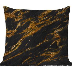 Buitenkussen Weerbestendig - Marmer - Goud - Glitters - Zwart - 50x50 cm