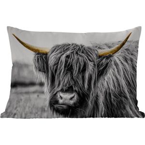 Buitenkussens - Schotse hooglander - Hoorns - Goud - Zwart - 60x40 cm - Weerbestendig