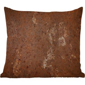 Buitenkussen Weerbestendig - Bruin - Oranje - Abstract - Vintage - Roest - Patroon - 50x50 cm