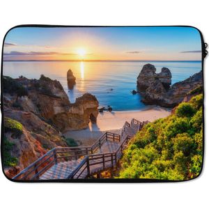 Laptophoes 17 inch - Strand - Zee - Portugal - Laptop sleeve - Binnenmaat 42,5x30 cm - Zwarte achterkant