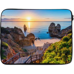 Laptophoes 15.6 inch - Strand - Zee - Portugal - Laptop sleeve - Binnenmaat 39,5x29,5 cm - Zwarte achterkant