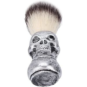 Haarscheerkwast, baardscheerkwast voor heren Metallic Touch Duurzaam stabiel voor professionele kapsalon(Zilveren schedel baardborstel)