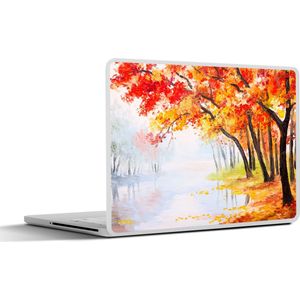 Laptop sticker - 11.6 inch - Schilderij - Herfst - Bomen - Water - Olieverf - 30x21cm - Laptopstickers - Laptop skin - Cover