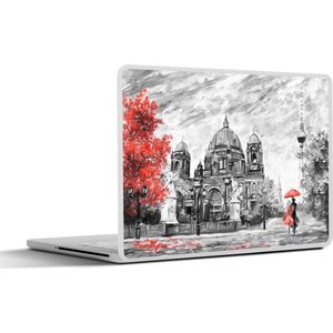 Laptop sticker - 12.3 inch - Schilderij - Architectuur - Boom - Rood - 30x22cm - Laptopstickers - Laptop skin - Cover