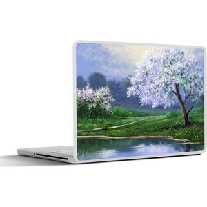 Laptop sticker - 17.3 inch - Schilderij - Boom - Bloesem - Natuur - Water - 40x30cm - Laptopstickers - Laptop skin - Cover