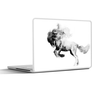 Laptop sticker - 17.3 inch - Schilderij - Paard - Dieren - Olieverf - Zwart - Wit - 40x30cm - Laptopstickers - Laptop skin - Cover