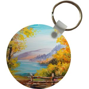 Sleutelhanger - Schilderij - Olieverf - Planten - Natuur - Plastic - Rond - Uitdeelcadeautjes