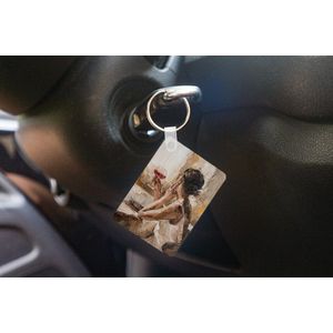 Sleutelhanger - Schilderij - Olieverf - Vrouw - Wijn - Uitdeelcadeautjes - Plastic
