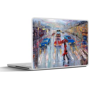 Laptop sticker - 15.6 inch - Schilderij - Olieverf - Auto - Zebrapad - 36x27,5cm - Laptopstickers - Laptop skin - Cover