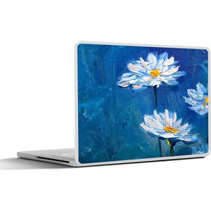 Laptop sticker - 14 inch - Schilderij - Olieverf - Bloemen - Blauw - 32x5x23x5cm - Laptopstickers - Laptop skin - Cover