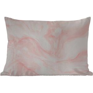 Buitenkussens - Tuin - Marmer - Wit - Roze - Pastel - 50x30 cm