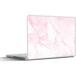 Laptop sticker - 10.1 inch - Marmer print - Wit - Roze - Chic - Marmer printlook - 25x18cm - Laptopstickers - Laptop skin - Cover
