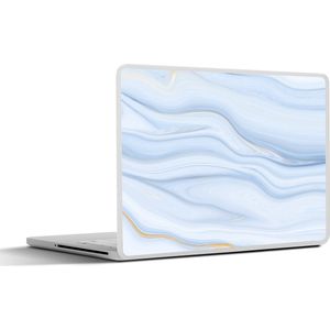 Laptop sticker - 14 inch - Marmer - Golf - Blauw - Patronen - Marmerlook - Pastel - 32x5x23x5cm - Laptopstickers - Laptop skin - Cover