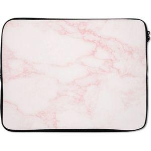 Laptophoes 17 inch - Marmer print - Textuur - Roze - Chic - Laptop sleeve - Binnenmaat 42,5x30 cm - Zwarte achterkant