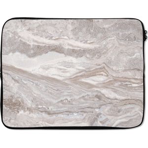 Laptophoes 15.6 inch - Marmer print - Stenen - Roze - Textuur - Laptop sleeve - Binnenmaat 39,5x29,5 cm - Zwarte achterkant