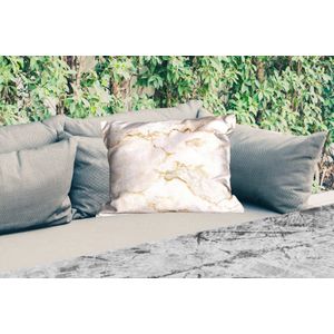 Buitenkussens - Tuin - Marmer - Kalk - Goud - Luxe - Marmerlook - Wit - 50x30 cm