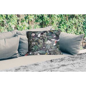 Buitenkussens - Tuin - Bloemen - Toekan - Bladeren - 50x30 cm