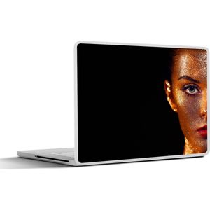 Laptop sticker - 11.6 inch - Make up - Goud - Vrouw - Luxe - Glitter - Kunst - 30x21cm - Laptopstickers - Laptop skin - Cover