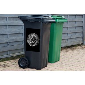 Container sticker Bloemen - Roos - Zwart - Wit - Botanisch - 40x60 cm - Kliko sticker
