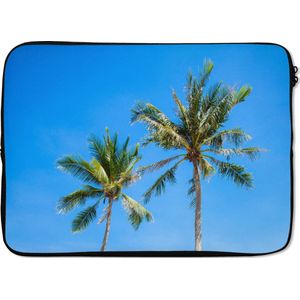 Laptophoes 14 inch - Palm - Zomer - Tropisch - Laptop sleeve - Binnenmaat 34x23,5 cm - Zwarte achterkant