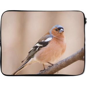 Laptophoes 15.6 inch - Vogel - Dieren - Vink - Laptop sleeve - Binnenmaat 39,5x29,5 cm - Zwarte achterkant