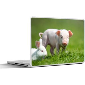 Laptop sticker - 11.6 inch - Biggetje - Konijn - Dieren - 30x21cm - Laptopstickers - Laptop skin - Cover