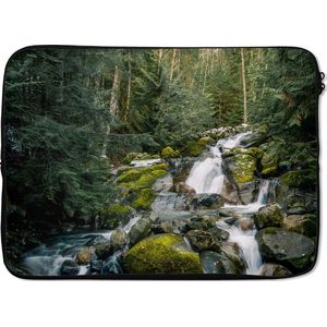 Laptophoes 14 inch - Natuur - Waterval - Bomen - Herfst - Laptop sleeve - Binnenmaat 34x23,5 cm - Zwarte achterkant
