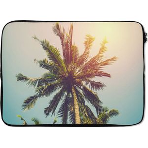 Laptophoes 13 inch - Palmboom - Zomer - Tropisch - Zon - Laptop sleeve - Binnenmaat 32x22,5 cm - Zwarte achterkant