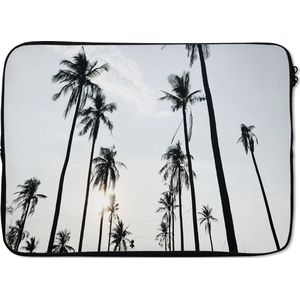 Laptophoes 13 inch - Palmbomen - Zomer - Tropisch - Laptop sleeve - Binnenmaat 32x22,5 cm - Zwarte achterkant