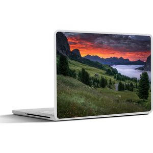 Laptop sticker - 11.6 inch - Gras - Bergen - Avond - 30x21cm - Laptopstickers - Laptop skin - Cover