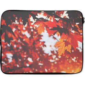 Laptophoes 17 inch - Herfstbladeren - Landelijke decoratie - Zon - Laptop sleeve - Binnenmaat 42,5x30 cm - Zwarte achterkant