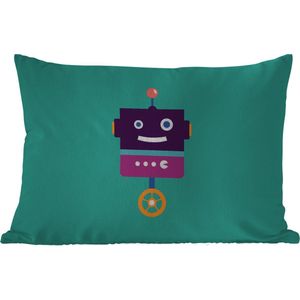 Buitenkussens - Tuin - Robot - Wiel - Paars - Groen - Jongens - Kids - 50x30 cm