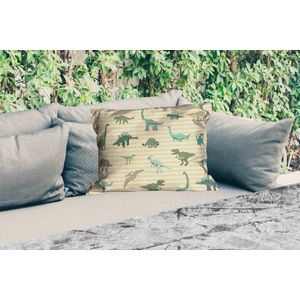 Buitenkussens - Tuin - Dinosaurus - Bruin - Groen - Jongens - Meisjes - Kinderen - 50x30 cm
