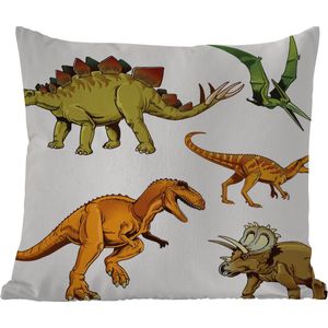 Sierkussen Buiten - Dinosaurus - Tekening - Kinderen - Jongens - Kinderen - 60x60 cm - Weerbestendig