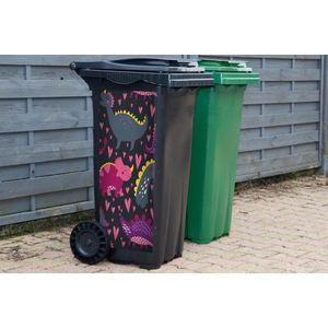 Container sticker Dinosaurus - Kind - Patronen - Roze - Meisjes - 38x80 cm - Kliko sticker