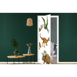 Deursticker dino's - Kinderkamer decoratie - Dinosaurus - Tekening - Kinderen - Jongens - Kinderen - 85x215 cm - Deursticker kinderen